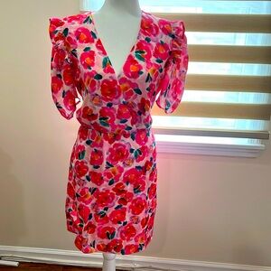 Shades of pink roses complement any complexion in this Adelyn dress. Size xl
